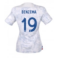 Koszulka piłkarska Francja Karim Benzema #19 Strój wyjazdowy dla kobiety MŚ 2022 tanio Krótki Rękaw